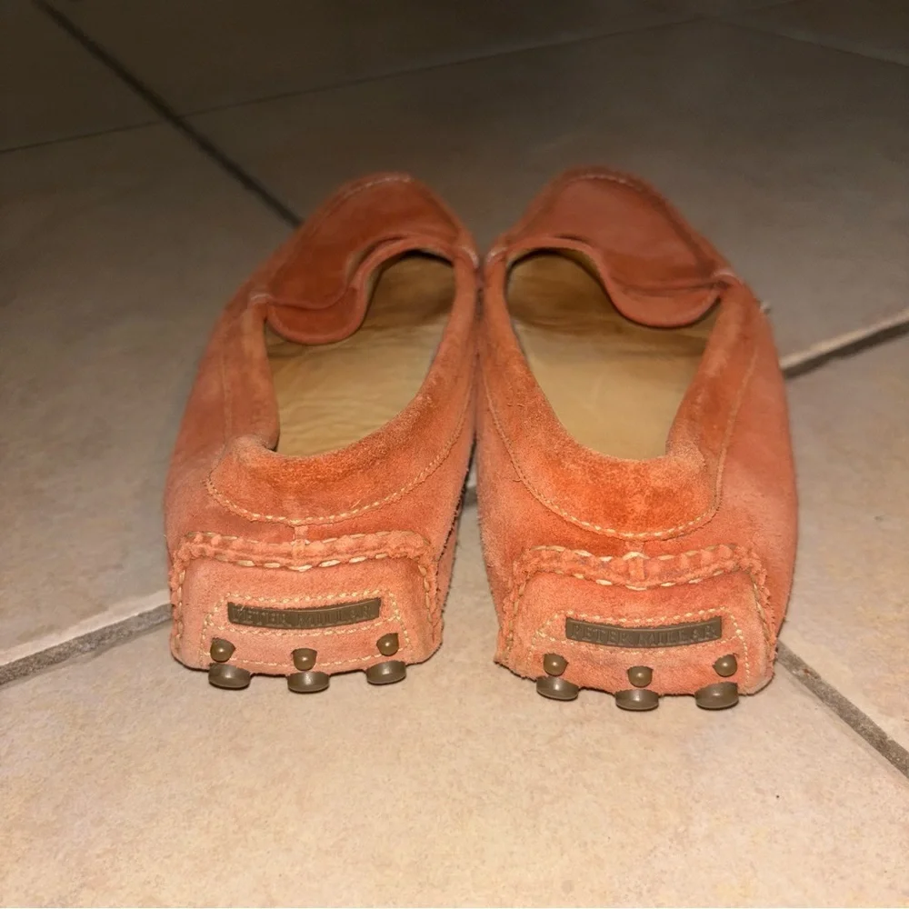 Peter Millar Orange Suede Penny Driver Loafers